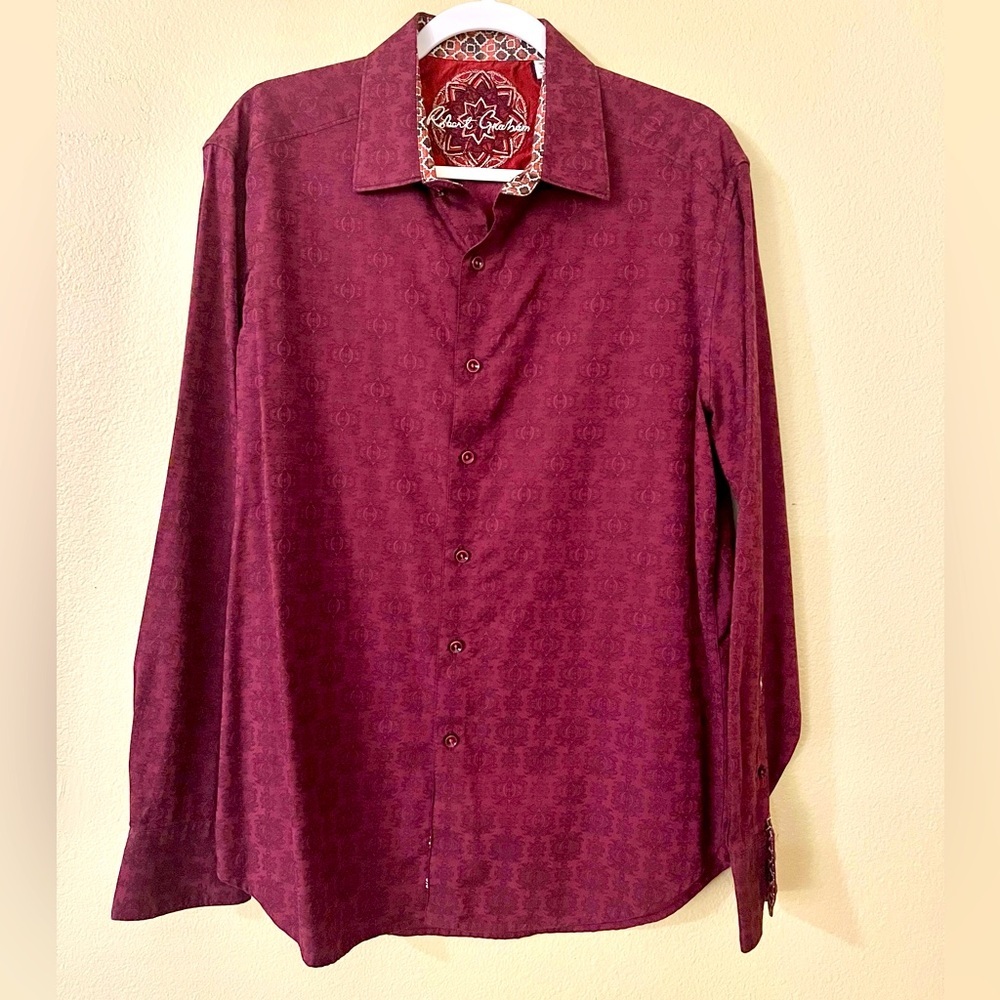 Red Robert Graham Casual Button Down Shirt Classic Fit